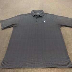 BMW Polo Shirt Mens Large Black White Horn Legend Performance Golf Short Sleeve